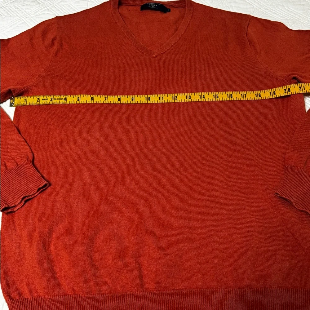 J. Crew Men’s Orange Cotton Cashmere Blend VNeck Sweater Size Medium